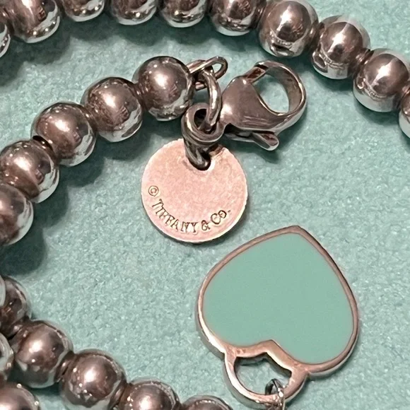 Tiffany & Co. blue enamel return to Tiffany Heart Bracelet (7 inches) - Picture 5 of 5